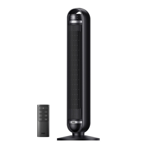 Dreo Ventilatore a Torre Ultra Silenzioso, 25dB, Potente 8 m/s, Ventilatori a Colonna con Telecomando, 4 Modalità, 8 Livelli di Velocità, Oscillazione a