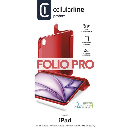 Image of Cellularline Folio Pro - iPad Pro 11'' (2018) / Air 10.9'' (2022) /Air 10.9'' (2020) / Air 11'' (2024) Custodia per tablet con funzione stand e slot por
