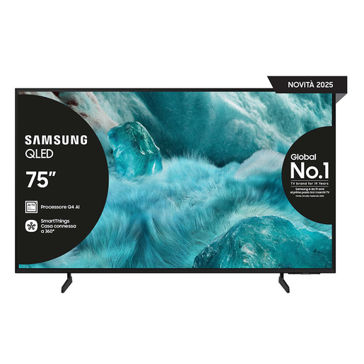 Image of Samsung QLED AI TV 75'' QE75Q7FAAUXZT 4K, Processore Q4 AI, 4K Upscaling, Color Booster Pro, OTS Lite, Slim Look Design, Vision AI Smart TV, 2025