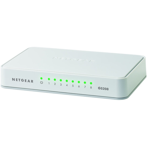 Image of        NETGEAR GS208 Non gestito Gigabit Ethernet (10/100/1000) Bianco