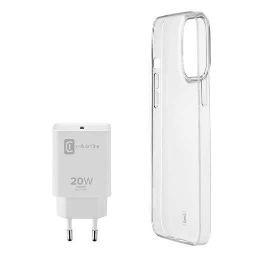 Image of Cellularline STARTER KIT - iPhone 13 Pro Kit di accessori per la ricarica e la protezione di iPhone cod015