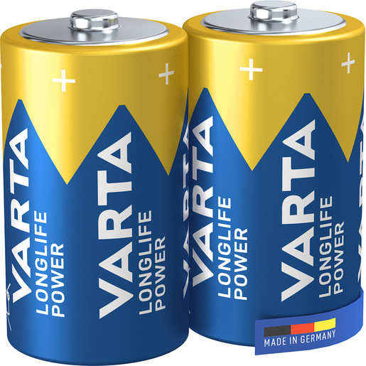 Image of Varta Longlife Power, Batteria Alcalina, D, Mono, LR20, 1.5V, Blister da 2, Made in Germany