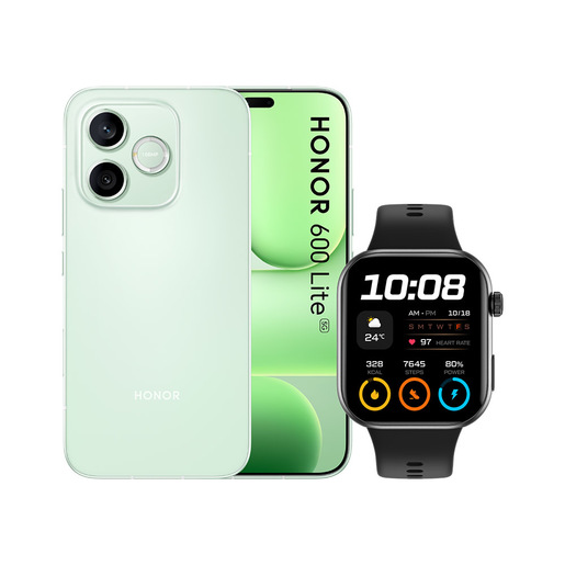 Image of Honor BUNDLE 600 LITE 256GB S GREEN+WATCH 2i BLACK 16,8 cm (6.6'') Doppia SIM 5G USB tipo-C 8 GB 6520 mAh Verde