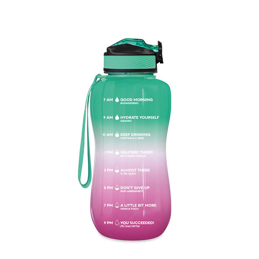 Image of The Steel Bottle Borraccia Motivazionale MWB #1-PINK&GREEN