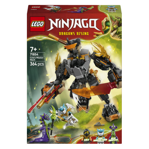 Image of LEGO NINJAGO 71854 Mech della Missione di Cole e Drago Zane, Action Figure Giocattolo con 3 Minifigure, Regalo per Bambini 7+
