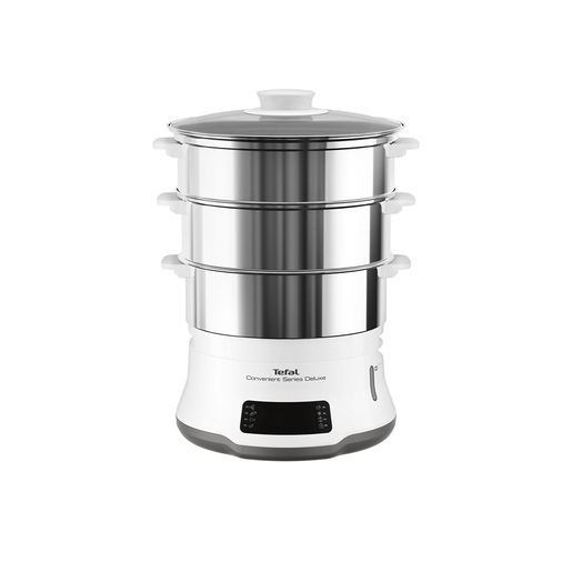 Image of Tefal Convenient Series Deluxe VC502D Vaporiera, Pentola a Vapore 3 cestello/i Superficie piana 900 W Acciaio inox, Bianco