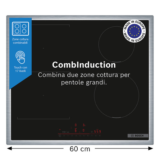 Bosch Serie 6 PVS645HB1E Piano cottura a induzione 60 cm CombInduction Nero