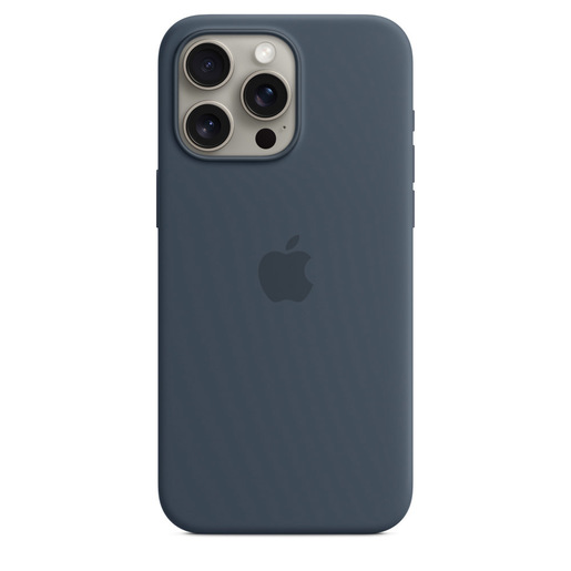 Image of Apple Custodia MagSafe in silicone per iPhone 15 Pro Max - Blu Tempest