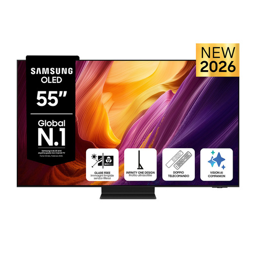 Samsung OLED AI TV 65'' QE65S95HFTXZT 4K, Processore NQ4 AI Gen3, 4K AI Upscaling Pro, Glare Free, OLED HDR Pro, Motion Xcelerator 165Hz, Dolby Atmos & O