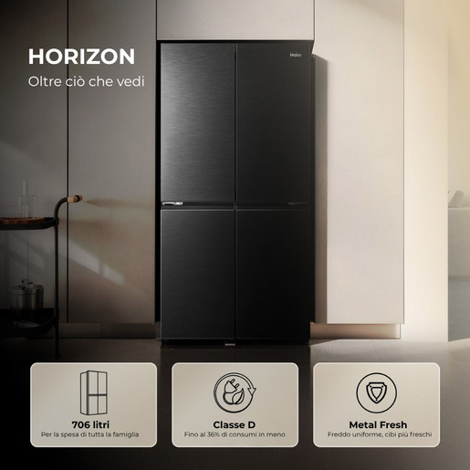 Haier HCR59F18DNMB Frigorifero Americano 706 Litri Classe D (Nero)