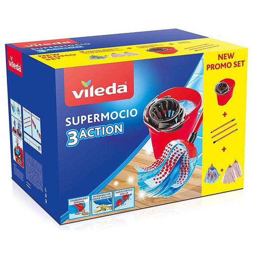 Image of        Vileda SuperMocio box sistema a mocio e secchio Serbatoio singolo Nero