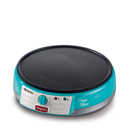 Image of Ariete 202 Crepes Maker Party Time - Piastra per Crepes antiaderente - 2 spatole in legno - ricettario - 1000 W - Azzurro
