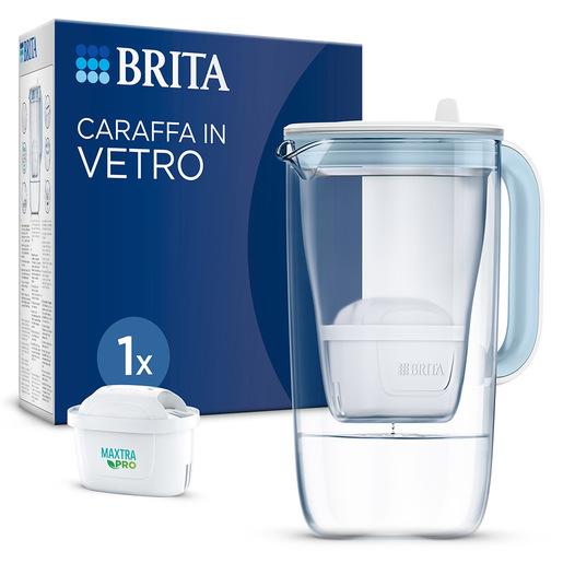 Image of Brita Caraffa in vetro Light Blue (2.5L) incl. 1x filtro MAXTRA PRO All-in-1 - Caraffa di design premium, coperchio ribaltabile per riempimento facile
