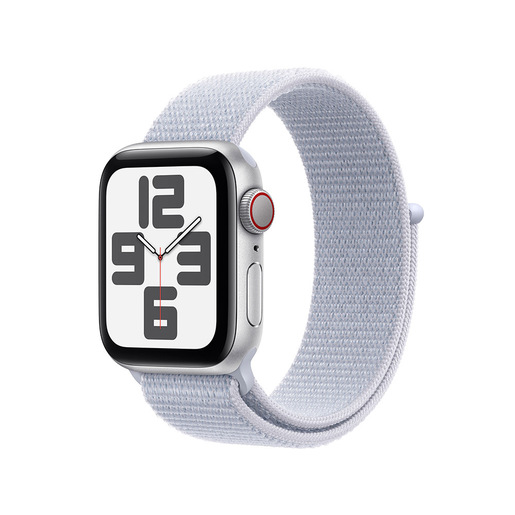 Image of Apple Watch SE GPS + Cellular 40mm Cassa in Alluminio Color Argento con Blu tempesta Sport Loop