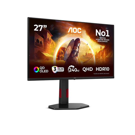 AOC G4 Q27G4ZDR Monitor PC 67,3 cm (26.5'') 2560 x 1440 Pixel Quad HD QD-OLED Nero, Rosso
