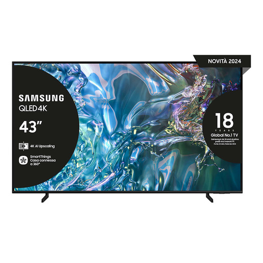 Samsung Q60D TV QLED 4K 43'' QE43Q60DAUXZT Smart TV Wi-Fi Titan Gray 2024, Quantum Processor Lite 4K, 4K Upscaling, AirSlim Design, OTS Lite