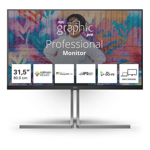 Image of AOC U3 U32U3CV Monitor PC 80 cm (31.5'') 3840 x 2160 Pixel 4K Ultra HD LCD Nero