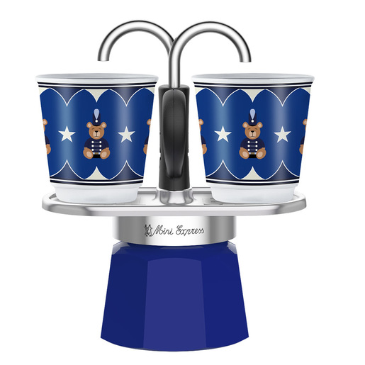 Image of Bialetti SET MINI EXPRESS MR BLU caffettiera manuale Moka Nero, Blu, Acciaio inox