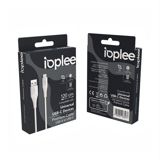 Image of IOPLEE Cavo Dati Premium 120cm da USB-A a USB-C - Bianco