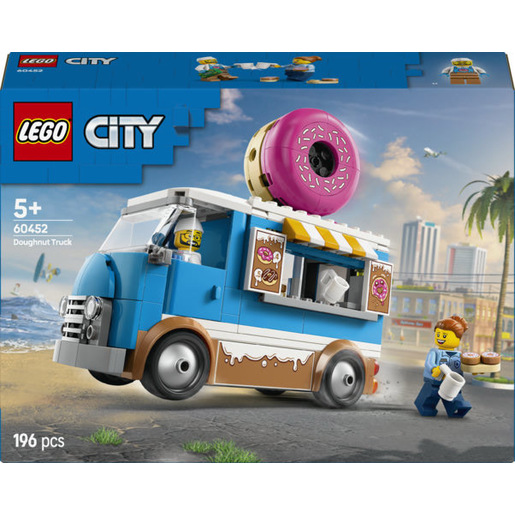 Image of LEGO City 60452 Furgone delle Ciambelle Giocattolo con 2 Minifigure, Giochi Bambini 5+, Veicolo con Stand Gastronomico Mobile