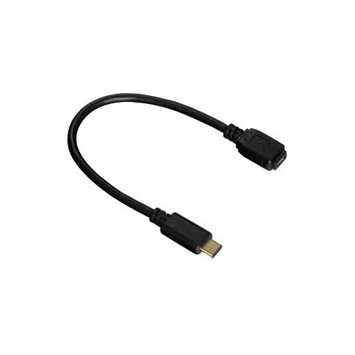 Hama Cavo USB Type C M/Micro USB F, 2.0, 0,15 metri,connettori dorati, nero