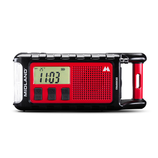 Midland ER300 PRO - Radio d'Emergenza Bluetooth con Power Bank 10000 mAh, pannello solare e dinamo