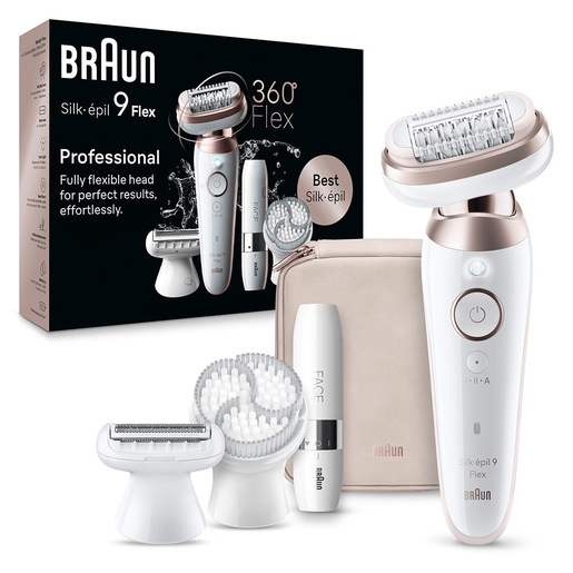 Image of Braun Silk-épil 9 Flex 9-360 3D, Epilatore Elettrico Donna Per Epilazione Semplice, Bianco/Rosa