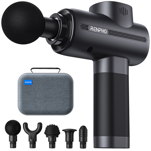 Image of Renpho Active+ R-C003, Pistola Massaggiante Sportiva a Percussione, 5 Testine Intercambiabili, 5 Velocità e Design Antiscivolo