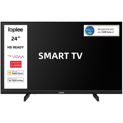 IOPLEE IOP24V2M10VDA SMART TV 24'' HD, Sistema operativo VIDAA, Triplo tuner DVBT2/C/S2, Certificato TivuSAT, Dolby Audio, Parental Control