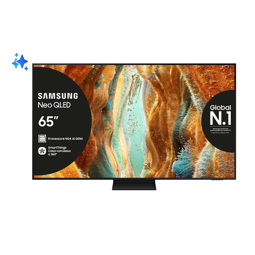 Samsung Neo QLED AI TV 65” QE65QN70FAUXZT 4K Mini LED, Processore NQ4 AI Gen2, 4K AI Upscaling, Motion Xcelerator 144Hz, Neo Quantum HDR, OTS Lite, AirS