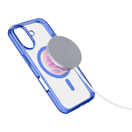 Cellularline Iconic Mag - iPhone 16 Custodia trasparente con bordi colorati compatibile con ecosistema Magsafe