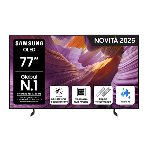 Image of Samsung OLED AI TV 77'' QE77S85FAEXZT 4K, Processore NQ4 AI Gen2, 4K AI Upscaling, Schermo antiriflesso, OLED HDR, Dolby Atmos & OTS Lite, Contour Design