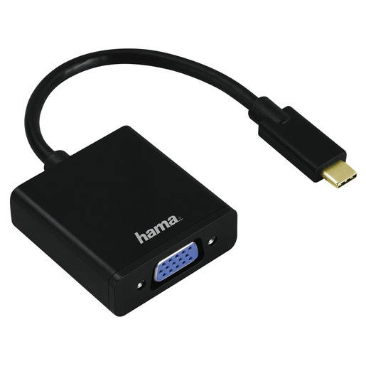 Image of Hama Cavetto adattatore ingresso usb Type C / Uscita VGA, connettori dorati, Full HD, Nero, 3 stelle