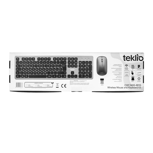 Image of IOPLEE CWC340G-881G tastiera Mouse incluso Universale RF Wireless QWERTY Nero, Grigio