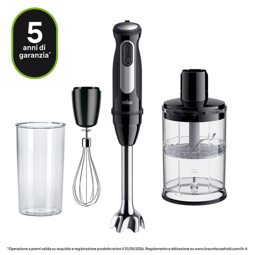 Image of Braun MultiQuick 5 MQ55.254MBK 0,5 L Frullatore ad immersione 1000 W Nero, Acciaio inox