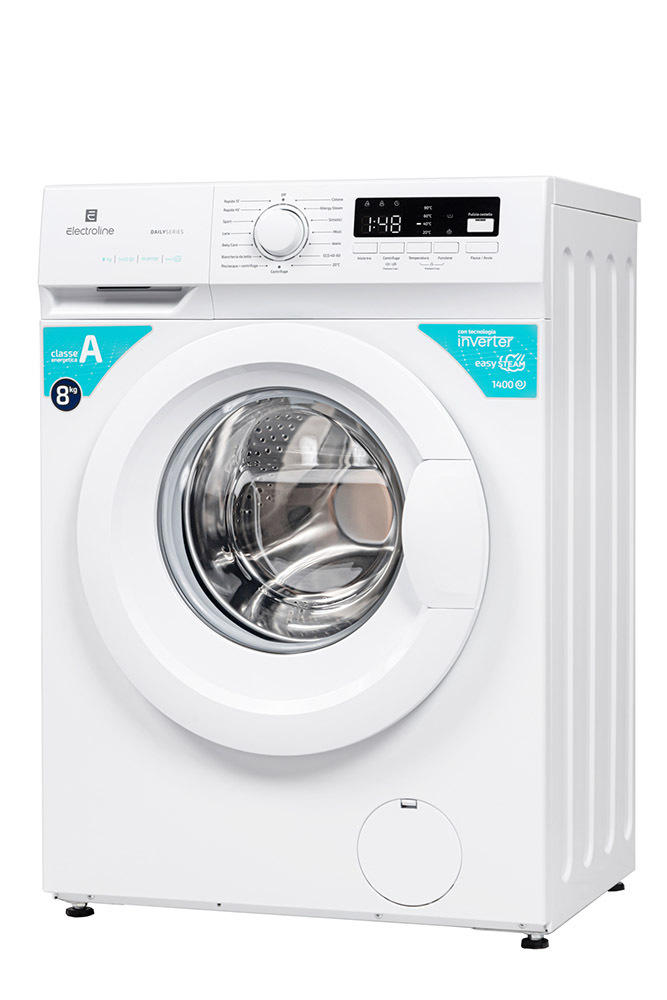 EVVO Lavadora 8 kg carga frontal Terra K8, 1200 rpm, Clase energética A, 15 programas, Función vapor Steam Wash, Lavado Rápido 15', Inicio diferido | Leroy Merlin