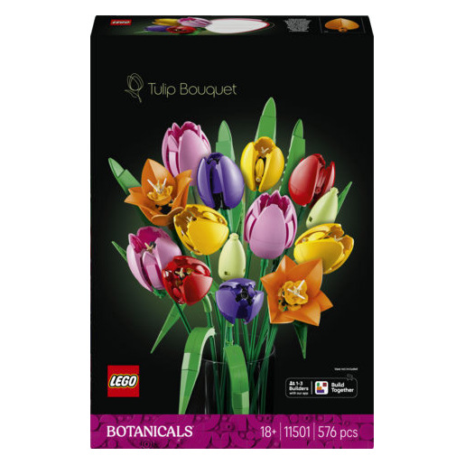 Image of LEGO Botanicals 11501 Bouquet di Tulipani, 14 Fiori Finti da Costruire per Adulti in 5 Colori, Regalo Fai da Te per Donne