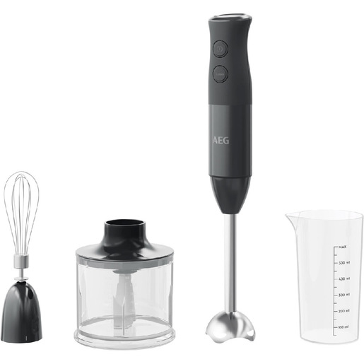AEG HB4-1-6GG, Frullatore Ad Immersione, 600 W, Lame True Flow In Acciao Inox, Modalita' Turbo, Include Bicchiere Graduato/Frusta/Tritatutto, Lavabile In