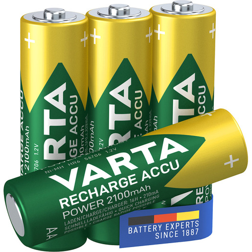 Image of Varta Recharge Accu Power AA 2100 mAh Blister da 4 (Batteria NiMH Accu Precaricata, Mignon, batteria ricaricabile, pronta all'uso)