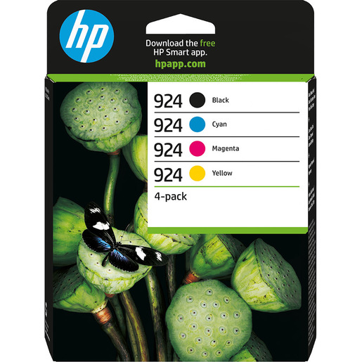 immagine di HP 6C3Z1NE 924 Multipack Cartucce Inchiostro Originali CMYK Resa Standard 4 pz per OfficeJet Pro 8120e 8130e colore Nero