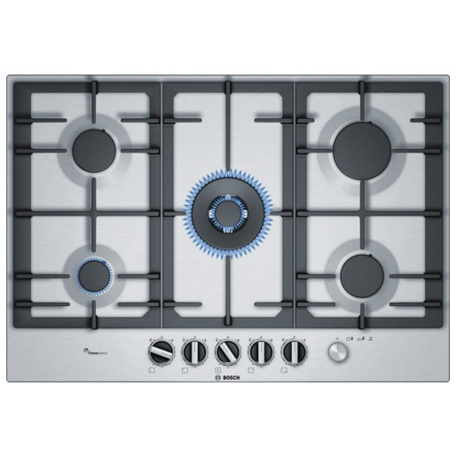 Image of Bosch Serie 6 PCQ7A5M90 piano cottura Acciaio inossidabile Da incasso 75 cm Gas 5 Fornello(i)