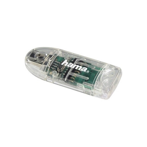 Image of Hama Lettore USB 2.0 ''8 in 1'' slim, SD, SDHC, SDXC, MMC, MMC plus, miniSD, mini SDHC, microSD, microSDHC, trasparente, blister