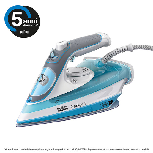 Image of Braun TexStyle 5 SI 5006 BL Ferro da stiro a secco e a vapore Piastra in Ceramica 2600 W Blu, Grigio, Bianco