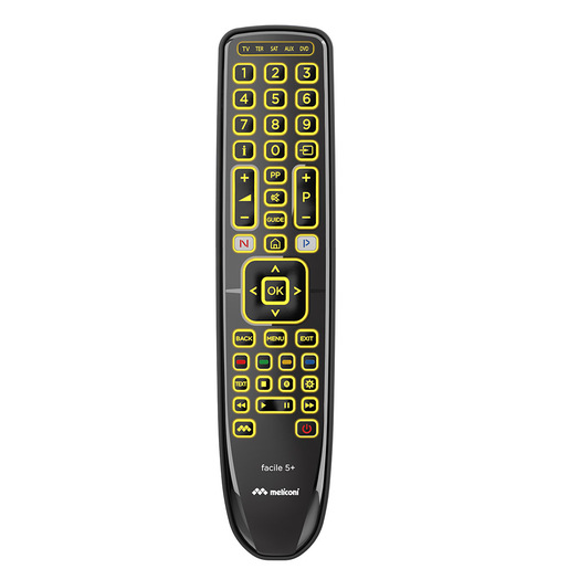 Image of Meliconi Gumbody Facile 5+ telecomando DVD/Blu-ray, Sistema audio domestico, Sistema Home cinema, Sky, Altoparlante Soundbar, TV Pulsanti