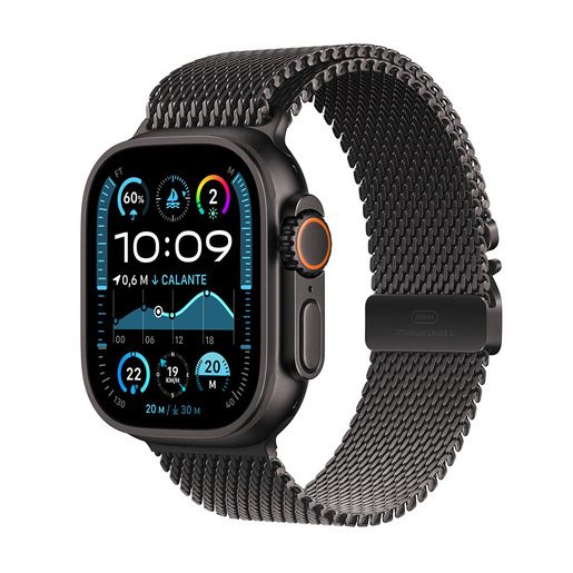 Image of Apple Watch Ultra 2 GPS + Cellular 49mm Cassa Titanio Nero con Titanio Nero Milanese Loop - S