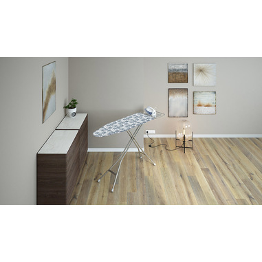 Duwee Asse da stiro extra larga, resistente, con poggia ferro da stiro, imbottitura a doppio strato da 15 mm, 123 x 44 cm, nero