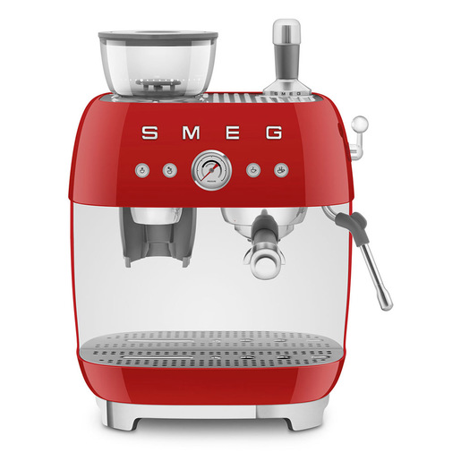 Image of Smeg Macchina da Caffè Espresso Manuale con macinacaffè integrato 50's Style – Rosso LUCIDO – EGF03RDEU