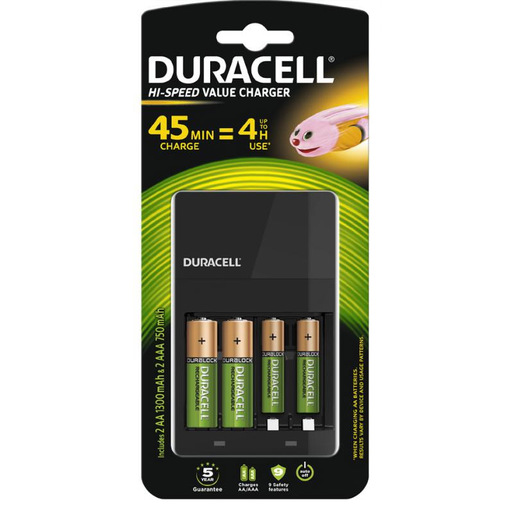 Image of Duracell Caricabatterie 4 ore + 2xAA, 2xAAA
