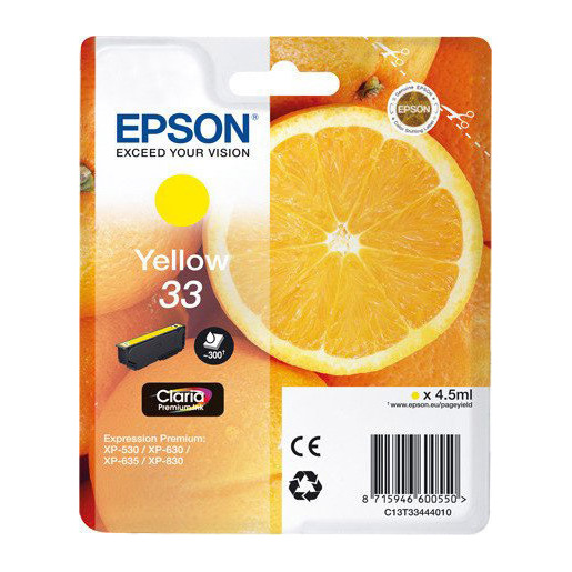 Image of Epson Oranges 33 Y cartuccia d'inchiostro 1 pz Originale Resa standard Giallo