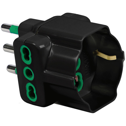 Image of IOPLEE 87641-4077B adattatore per presa di corrente Tipo L (IT) Tipo L (IT) + Tipo F Nero